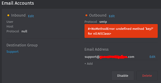 Email Accounts Error