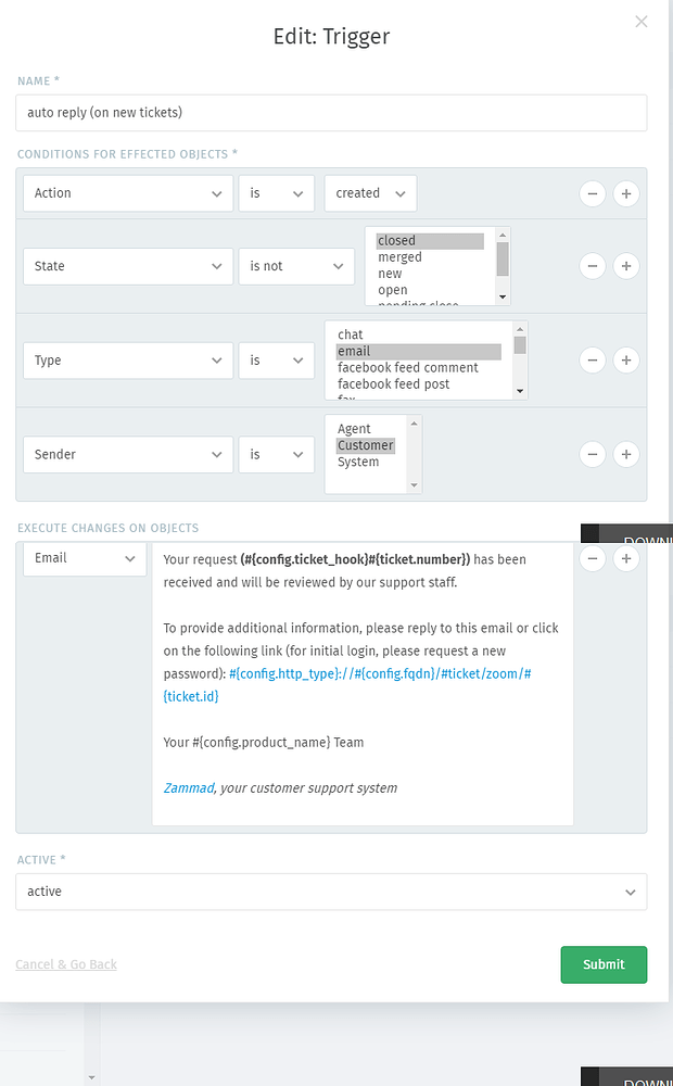Zammad Trigger Triggers not working - Technical assistance - Zammad - Community